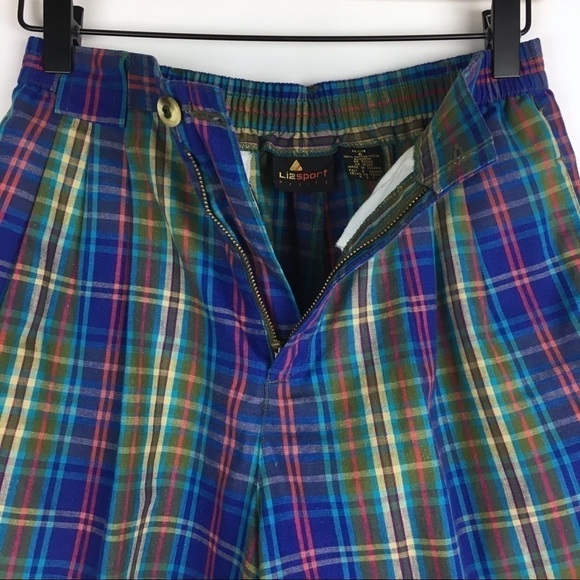 LIZSPORT Vintage Shorts Plaid High Waist Grandmacore Cabincore Petite Size 6P - Picture 3 of 9